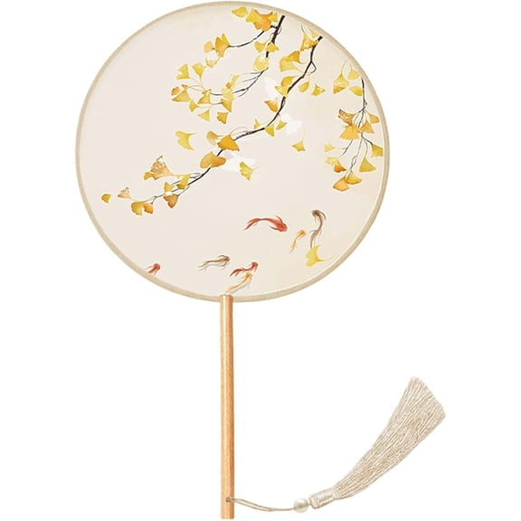 Chinese Silk Hand Fan - Round Embroidery Fan with Floral & Painting Pattern, Translucent Traditional Fan for Wedding, Stage, Decoration & Cooling P