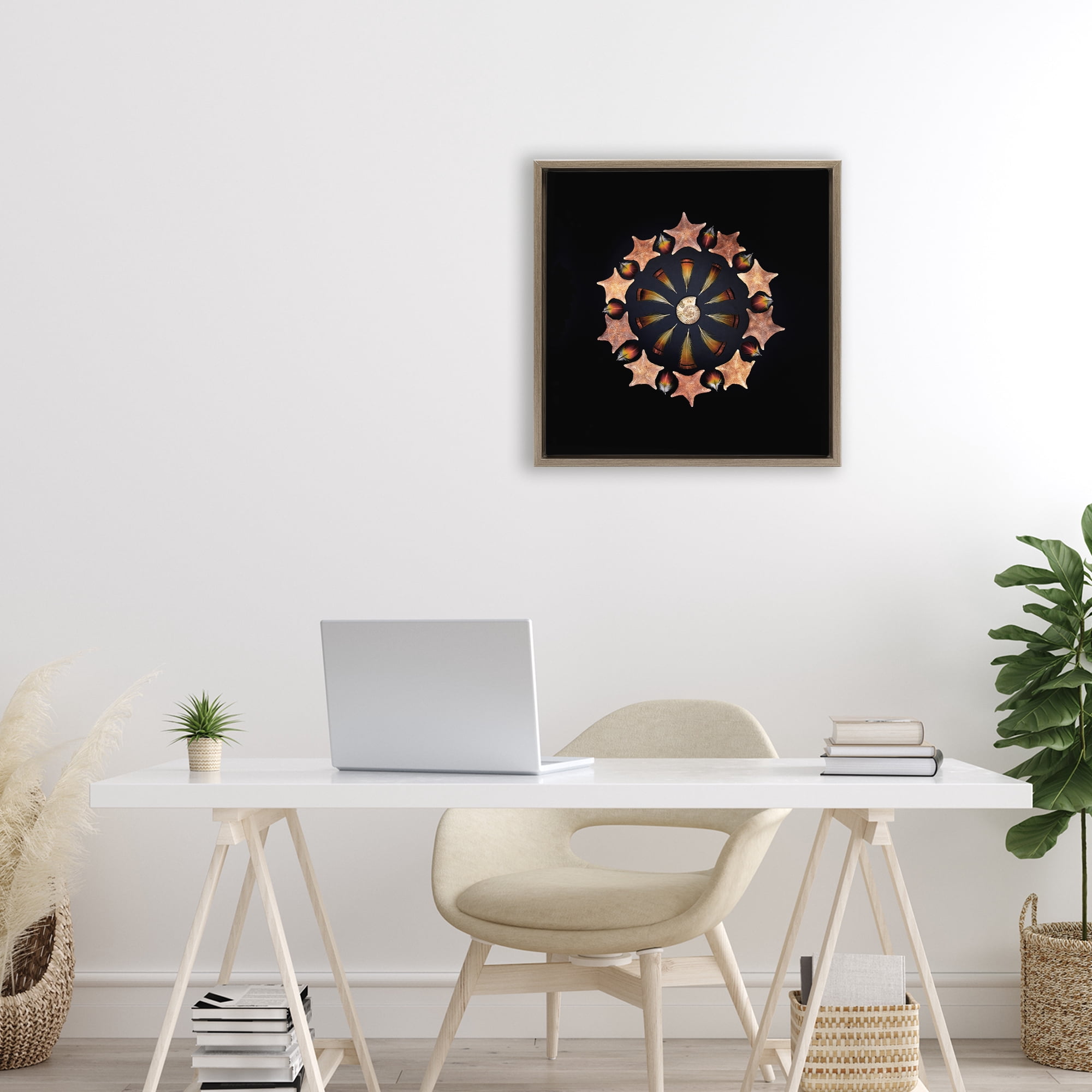 Stupell Industries Nautical Nature Arrangement Brown Framed Floater Canvas Wall Art, design by Beth Adoette