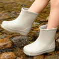thumbnail image 4 of Boys Girls Solid Color Rain Boots Mid-Calf Soft Non-Slip Sole Waterproof Fashion Summer Shoes for Toddler Kids Children White 19, 4 of 6