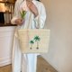 thumbnail image 2 of Bolso Hombro para Mujeres Beach Tote Gran Capacidad Tejido () Blanco, 2 of 9