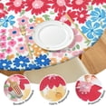thumbnail image 4 of Vibrant Mixed Pioneer Flower Pattern Round Fitted Tablecloth with Elastic Edge,Dining Table Cover Waterproof,Outdoor Round Tablecloth for Camping,Dining,Indoor and Outdoor, 4 of 7