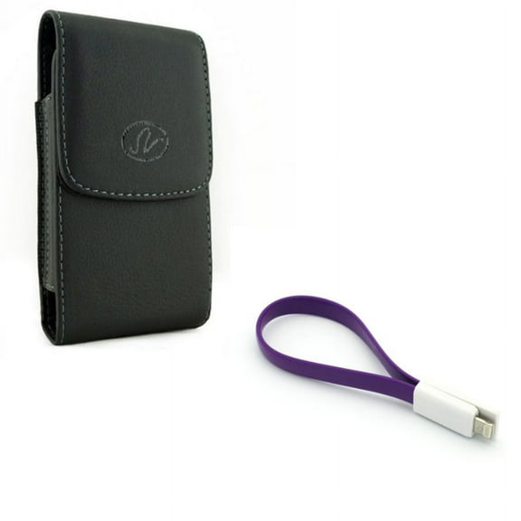 Cord Charger Short USB Cable w Holster Leather Case Belt Clip M7Y for iPhone XS Max XR 8 PLUS 7 Plus 6S Plus 11 Pro Max 6 Plus