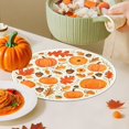 thumbnail image 4 of Pumpkin Maple Leaf Placemats, Vintage Fall Harvest Round Heat Insulated Placemats for Thanksgiving Party Catering Decorations, 4 of 6