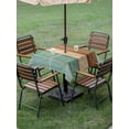 thumbnail image 3 of Outdoor Tablecloth with Umbrella Hole and Zipper, Farmhouse Teal Blue Brown Square Table Cloth 54x54 Inch Waterproof Tablecloth, Vintage Wooden Striped Picnic Table Cover for Patio Camping, 3 of 7