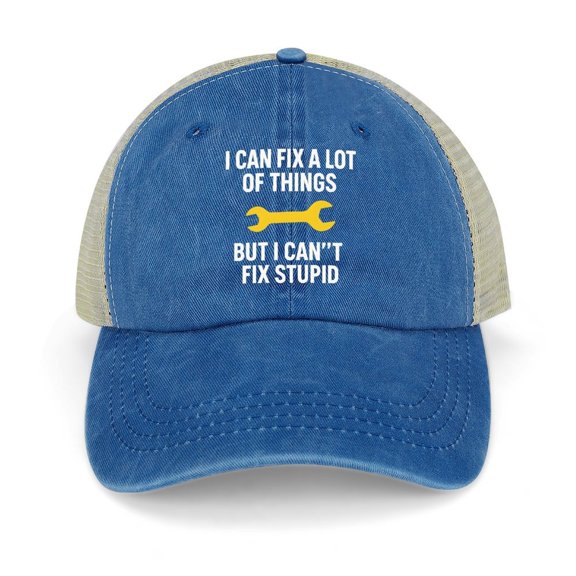 I Can Fix A Lot Of Things But I Cant Fix Stupid Dark Blue Trucker Hat for Men Women, Adjustable Mesh Back Baseball Cap