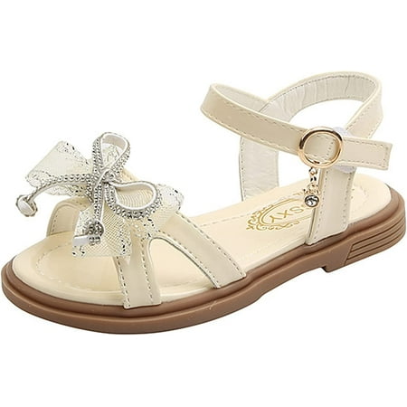 Baby Girls Sandals Open Toe Leather Rubber Sandals Soft Sole Summer Shoes for Toddler/Little Kid/Big Kid
