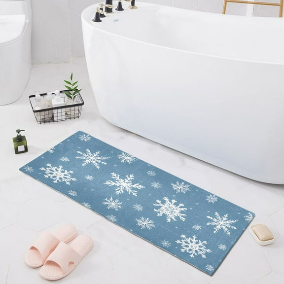 Snowflakes in Air Bath Mat 39x20 Non-Slip Bathroom Rugs Absorbent Soft Plush Quick Dry for Tub Shower Kitchen Home Decor