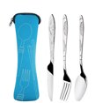thumbnail image 3 of 3Pcs/4Pcs/7Pcs Set Dinnerware Portable Printed Knifes Fork Spoon Stainless Steel Family Camping Steak Cutlery Tableware with Bag 7pcs set blue, 3 of 5
