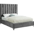 thumbnail image 2 of Velvet Upholstered Bed with Tufting & Chrome Accents - Low Profile Design, 2 of 6