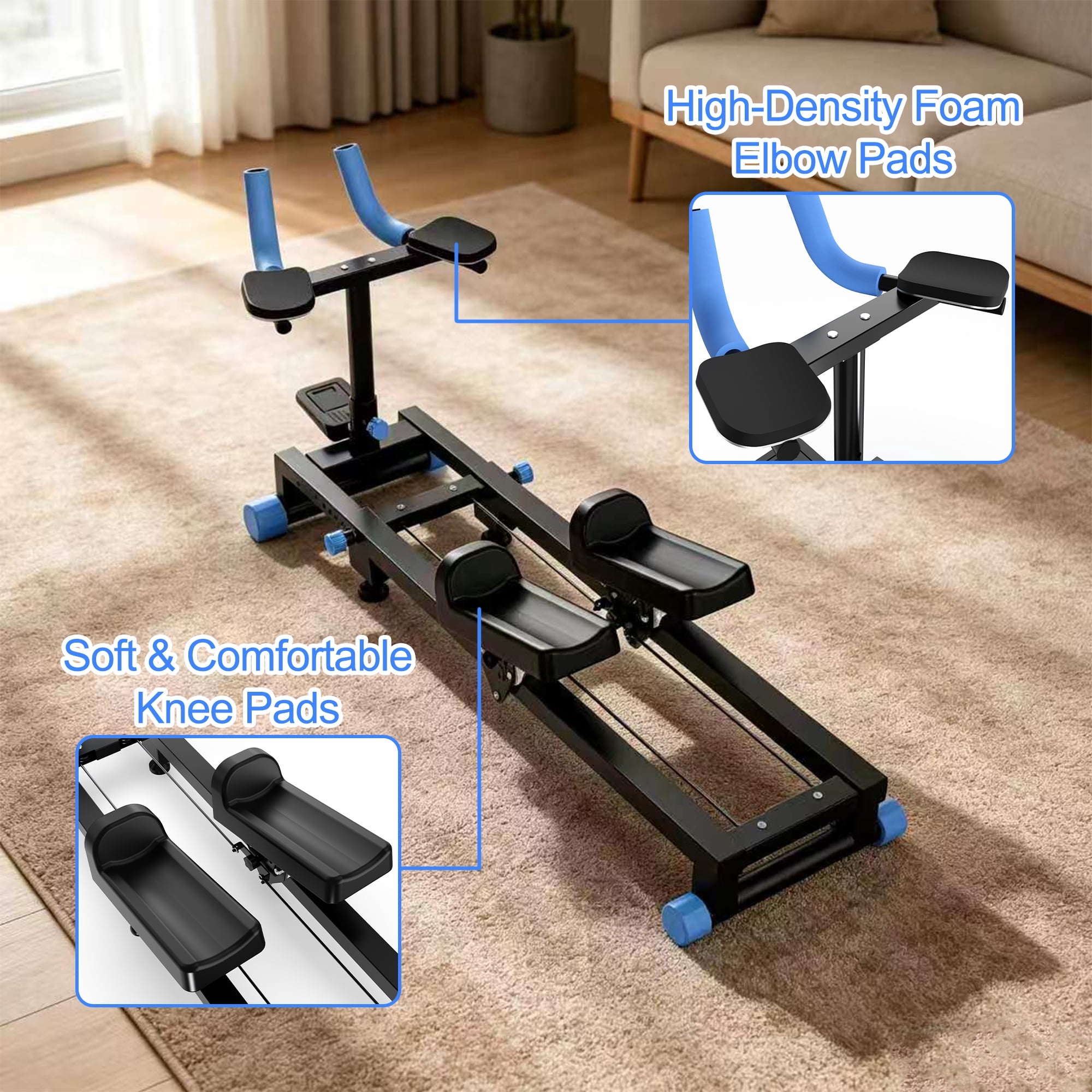 Leumius Crawl Spine Stretch Trainer,Full Body Low-Impact Cardio Machine with Adjustable Hand Grips, Knee Support & Steel Frame,Core Training Equipment for Home Gym Office Daily Workout,Blue