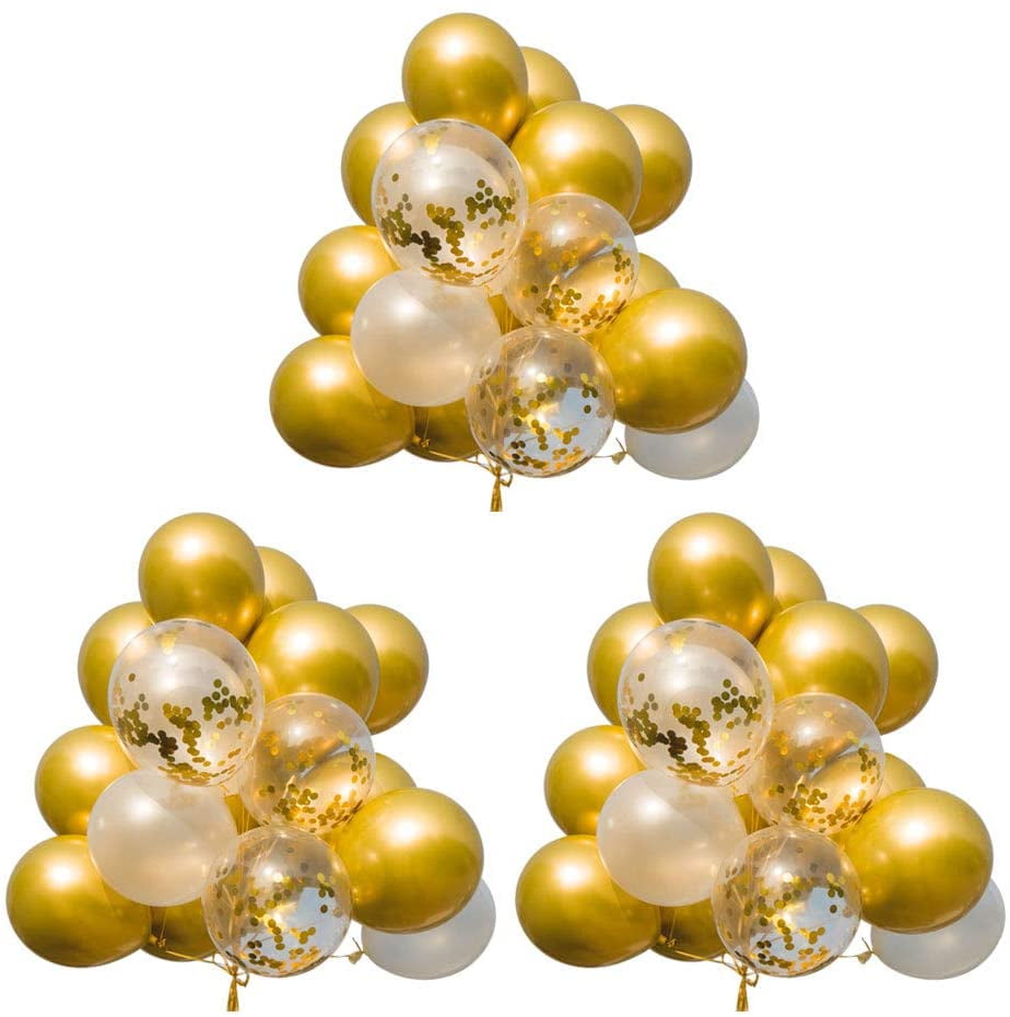 60PCS Premium Gold Balloons & Gold Confetti Balloons & White Balloons with  Ribbon, 12 Inches Latex Party Balloons Bulk, Helium Golden Balloons for  Wedding Birthday Graduation Parties Supplies - Walmart.com