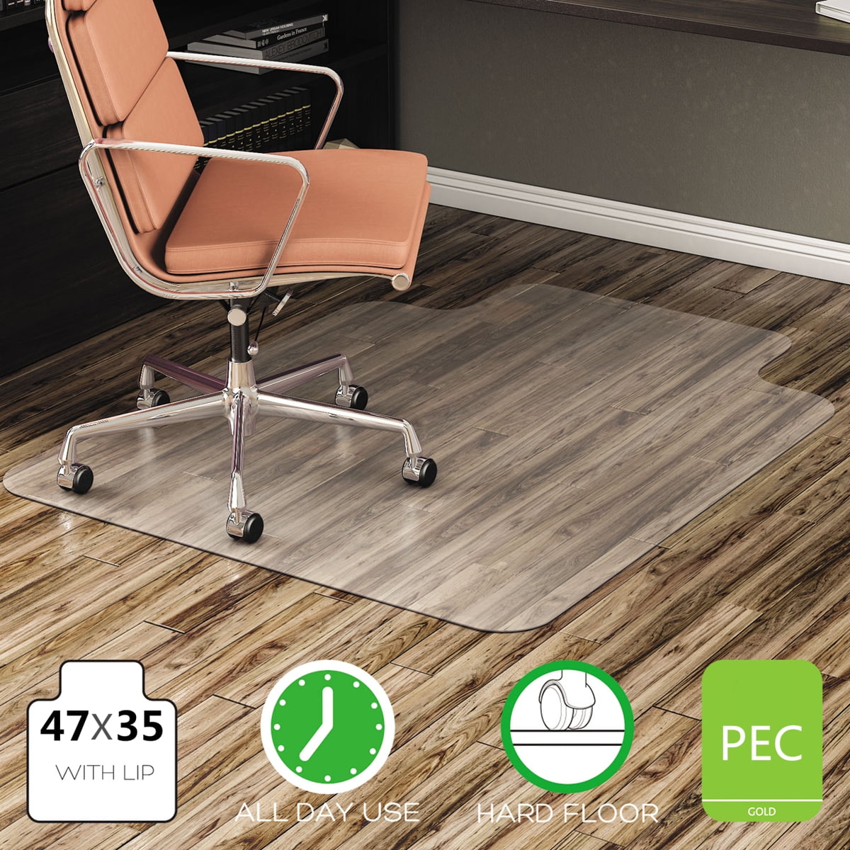 Office Chair mat for Hardwood Floor, 47 x 35 inches, Easy Glide for