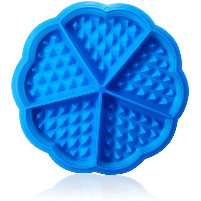 Bandeja para hornear panecillos de 12 tazas, cupcake, cupcake, utensilios para hornear de acero de hadas (1p, azul, 5 moldes de flores, bandeja de waffle de silicona) Feliz Sencillez