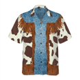 thumbnail image 2 of Camisas con estampado de vaquero retro, ropa informal con patrón de mezclilla 3D para hombre, camisa hawaiana de manga corta para playa, ropa informal para exteriores para hombre, 2 of 4