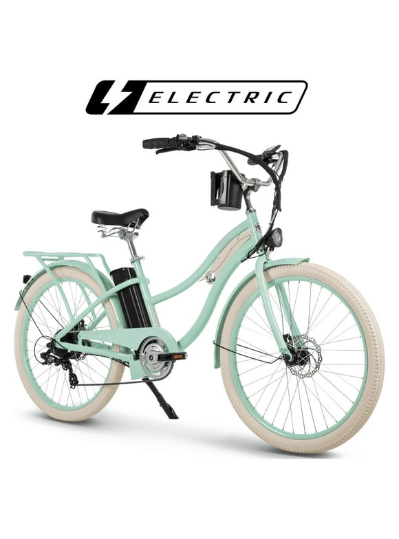 Huffy Nel Lusso 26-in 7-Spd Electric Cruiser Bike with Throttle, Ages 14+ Years,  Mint Green,  36V, 350W, UL 2849 Compliant and Certified by Accredited Labs ACT and ITS