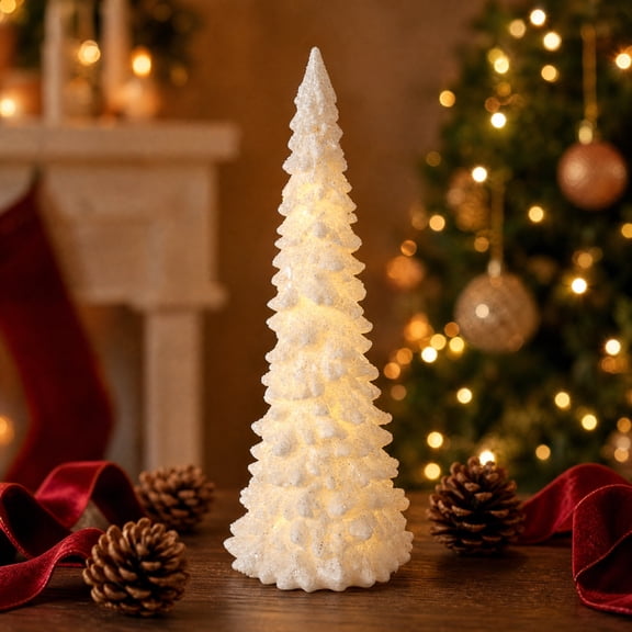 Charming Christmas Tree Resin Ornaments Lamp - Create a Cozy Holiday Ambience for Family Gatherings, Perfect for Gift Giving and Festive Decor