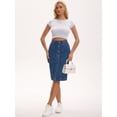 thumbnail image 7 of DARING DIVA Women's Denim Pockets Knee Length Jean Skirts Small Blue, 7 of 7