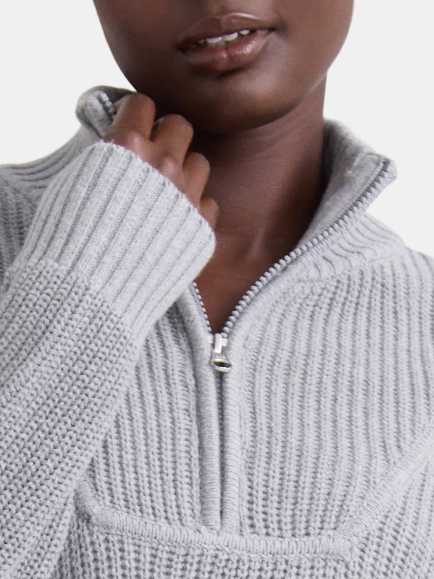 Time and Tru Women's Half Zip Pullover Sweater, Midweight, Sizes XS-XXXL