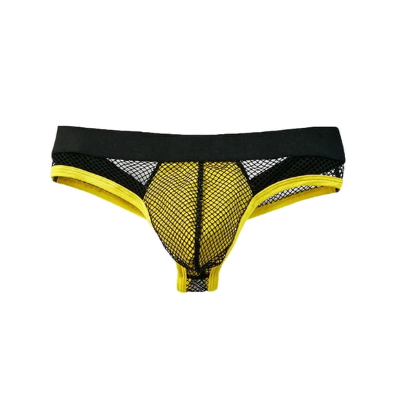 Alkepwun Sexy Mens Underwear Patchwork Color Mesh Breathable Personalized Low-waist Briefs Comfortable Full-Coverage Pouch Panties Buttock Covering Briefs Bikini Sexy Lingerie Nightclub Panties