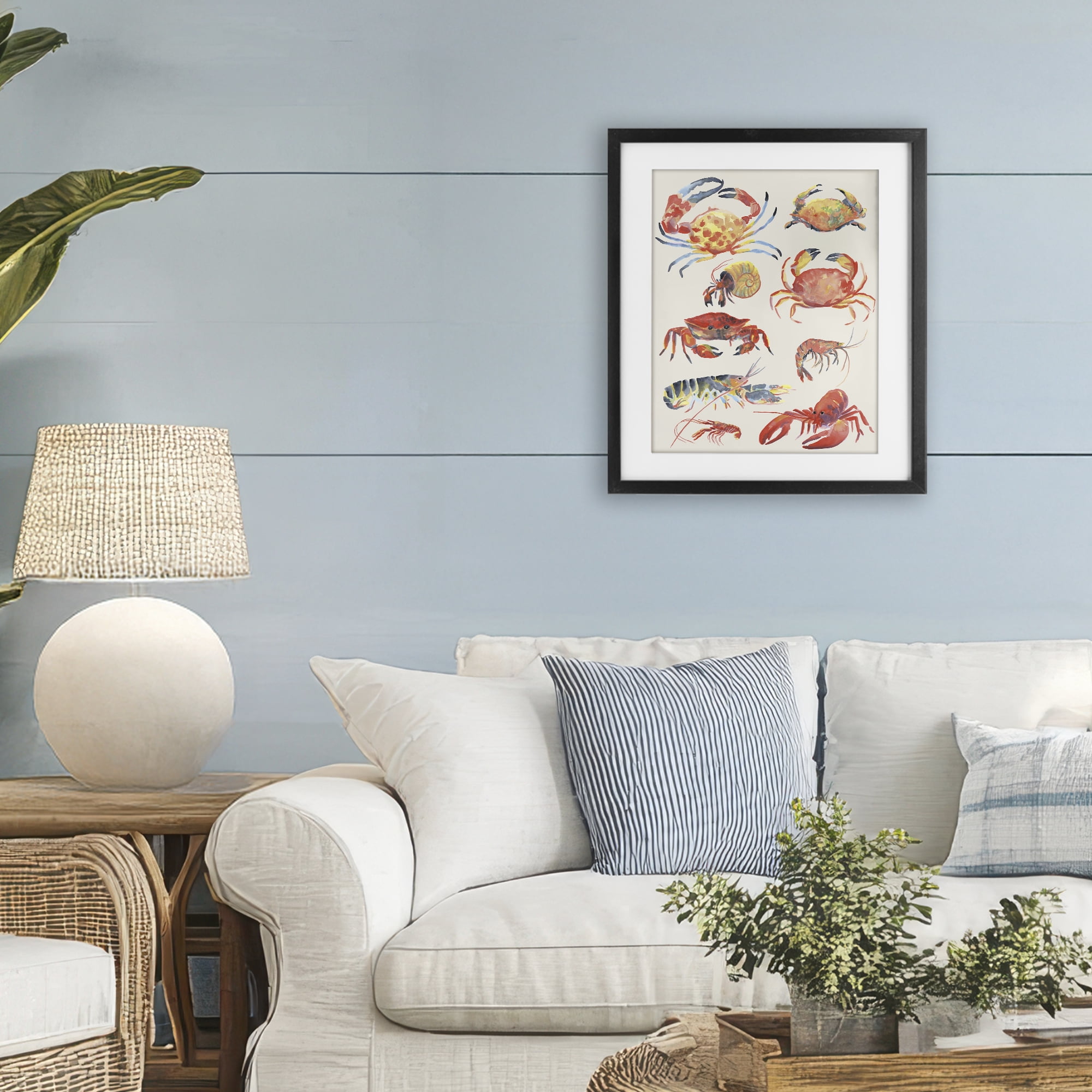 Stupell Industries Nautical Crustacean Collection Black Framed Print Under Glass, design by June Erica Vess