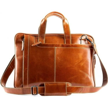 Liberty Leather - Laptop Bag Shoulder and Case - 15.6” Genuine Leather Briefcase Messenger Satchel for Men and Women Laptop Bag in Tan Color