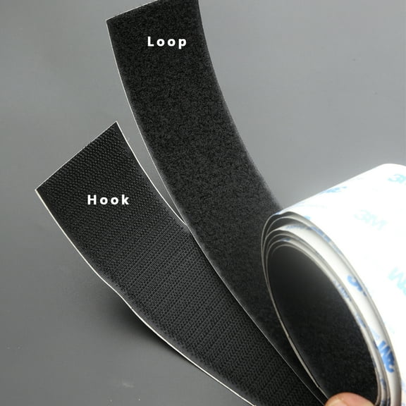 2-Inch Wide Black Sticky Back Fastener - 1M Roll Heavy Duty Hook and Loop for Holiday & Car Decor
