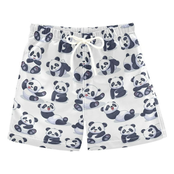 joogoo Boys Swim Trunks Cute Pandas Cartoon Beach Board Shorts Drawstring Swimsuit 2T