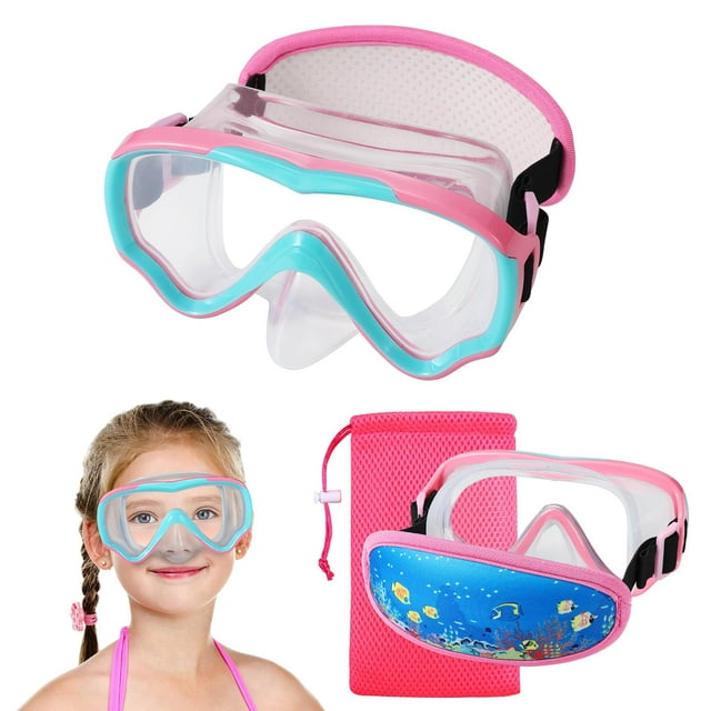Gafas de natación RUIGAO para niños, acolchadas de neopreno, de 2 a 5 años, rosas