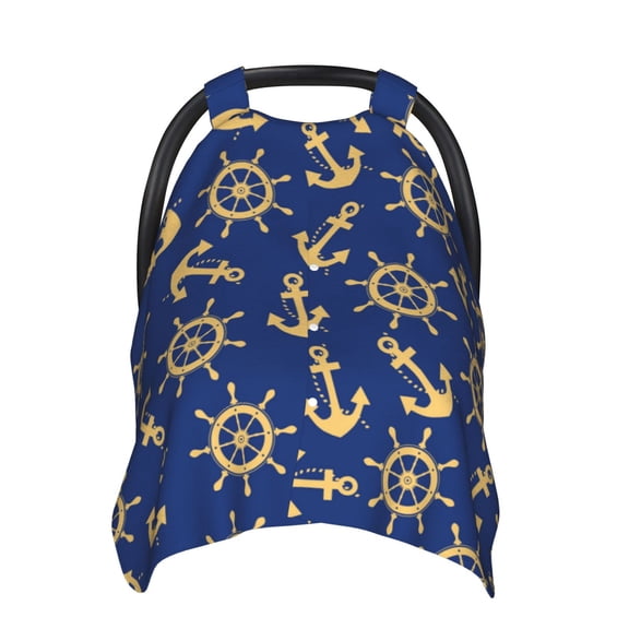 Car Seat Cover Baby - Anchors and Nautical Breathable Infant Car Seat Cover for Baby Carseat, Lightweight Comfort Baby Essentials Must Haves Newborn Stuff for Girl Boy
