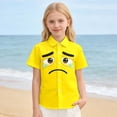 thumbnail image 1 of Cool Cartoon Expression Print Shirt for Big Kids Boys Casual Long Sleeve Button Down Beach Overshirt, 1 of 5
