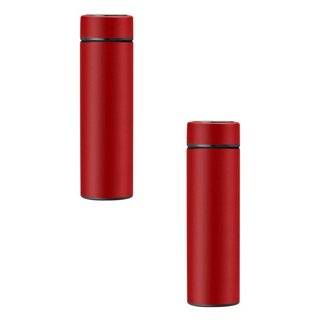 Oleegame 2PC Glass Bottle Stainless Steel Vacuum Flask Smart Kettle LCD Screen Display Temperature Red