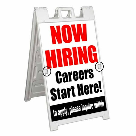 Now Hiring Careers Start Here (24 X 36 ) Deluxe A-Frame Signicade Includes 2 Removable Panels & Stand
