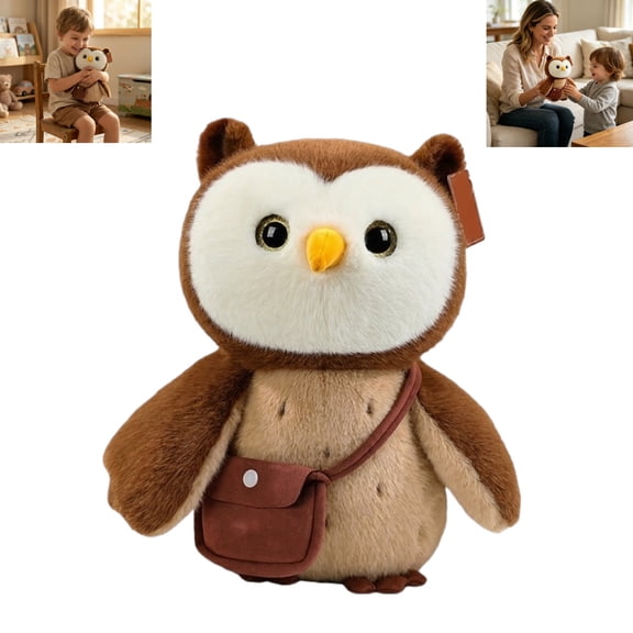 Cute Owl Stuffed Plush Doll with Crossbody Bag, Soft Animal Plush Toy Gift for Animal Lovers Home Ornament