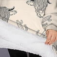 thumbnail image 3 of Oversized Wearable Blanket Hoodie,Beige Highland Cow Cactus Triangle Pattern Sherpa Blanket Hoodie with Super Pockets,Super Warm Fuzzy Pullover for Women & Men, 3 of 6