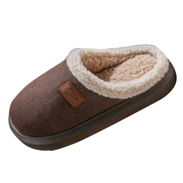 Coffee Men'S Comfortable House Slippers With Thick Sole And Plush Interior For All-Day Wear During Winter
