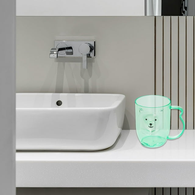 Bear Transparent Mouthwash Cup with Cute Design for Kids Students and Couples - Plastic Toothbrush Holder for Bathroom