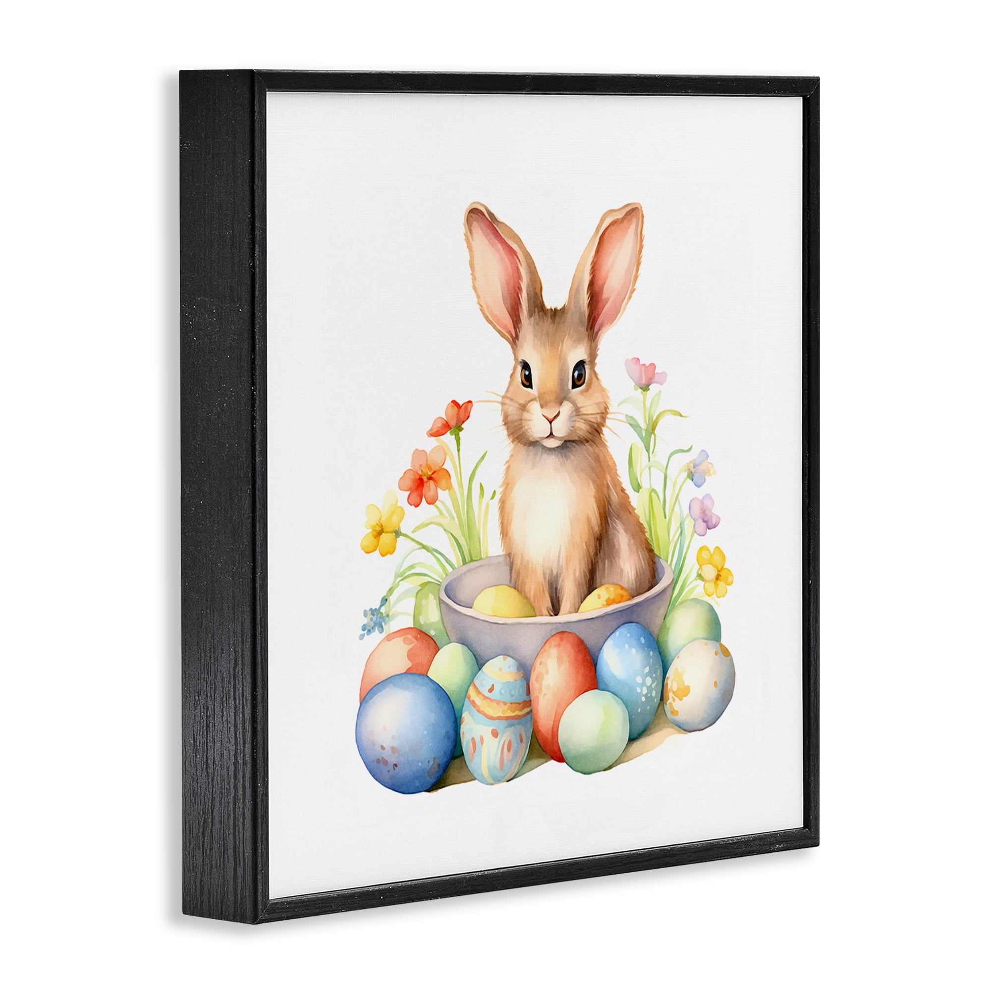 Easter Bunny & Eggs Black Framed Giclee Art, 24 x 24, By Andrea Haase
