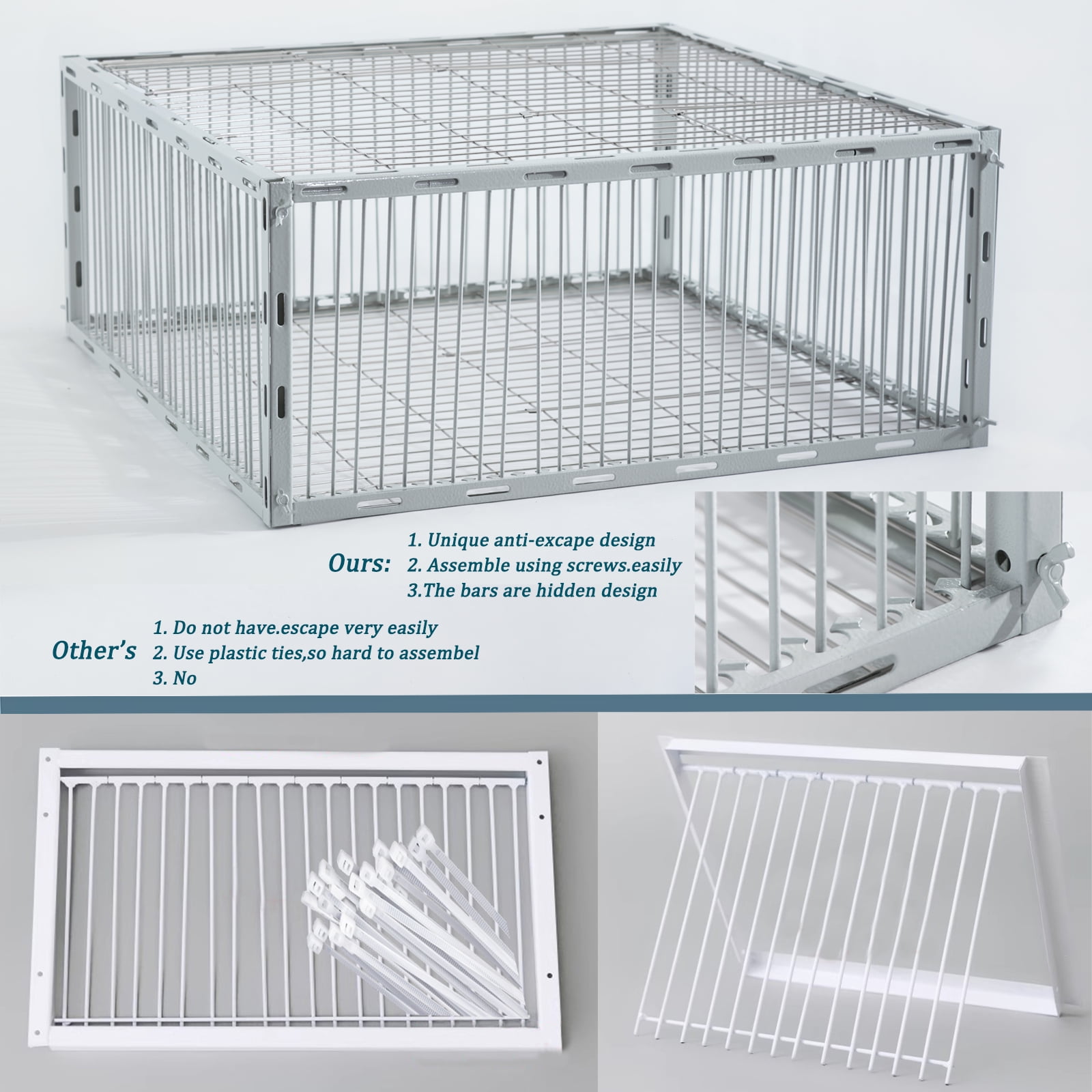 Humane Live Pigeon Trap, Safe Bird Catcher Cage with One-Way Entry