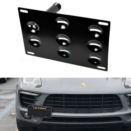 Bumper Mounting Plate iJDMTOY Euro Style Front Bumper Tow Hole Adapter License Plate Mounting Bracket For 2014-up Porsche Macan, 2016-up Audi Q7 ()