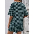 thumbnail image 3 of DOKOTOO Womens 2 Piece Outfits Casual Plaid Short Sets Lounge Beach Travel Short Sleeve Round Neck Tops Match High Waisted Shorts Summer Outfits, 3 of 8
