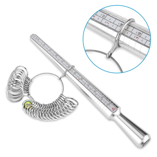 Ring Sizer Measuring Tool Set Metal Ring Sizers Stainless Steel Ring Gauges  Finger Sizer & Ring Mandrel Aluminuml (Size 1-13), 27 Pcs (B)