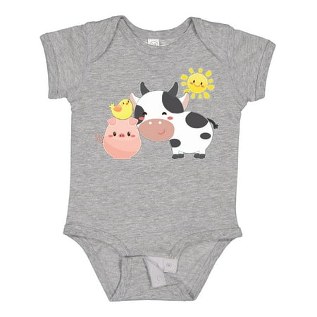 

Inktastic Fun Farm Animals- Cow Pig Chick Boys or Girls Baby Bodysuit