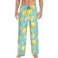thumbnail image 1 of Kdxio Yellow Lemon Pattern Men's Pajama Pants, Elastic Waist with Drawstring and Pockets, Comfortable Loungewear-Large, 1 of 6