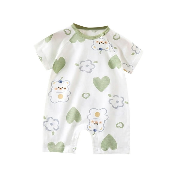 THDHVS Baby Onesies,Newborn Onesies Boy,Summer Short Sleeve Thin Cotton Newborn Clothes Baby Jumpsuit Cute Print Clothes for Boys Girls White 0-2 Months