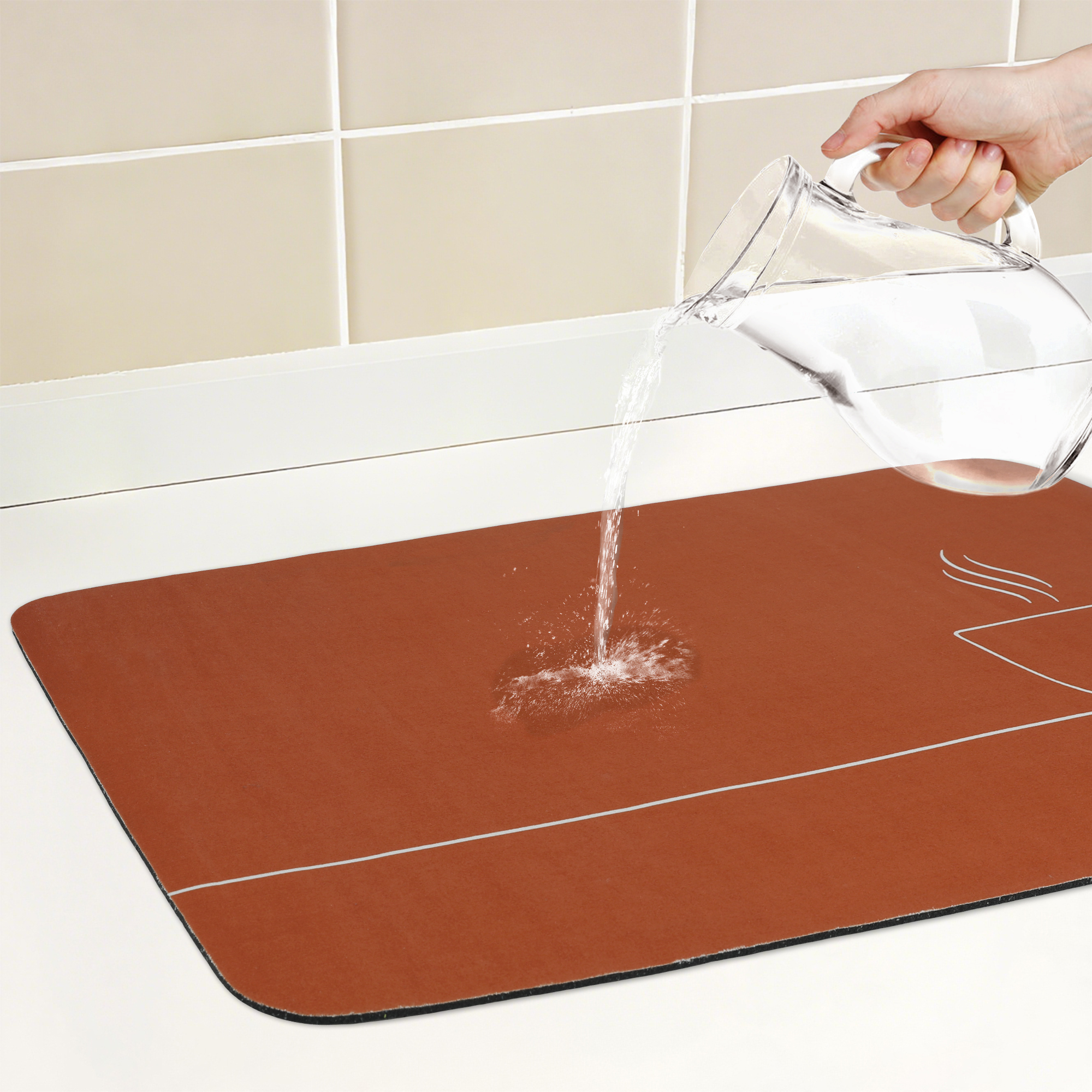 Unique Bargains Quick Dry Coffee Bar Dish Drying Mat Coffee 23.6*15.7 inch
