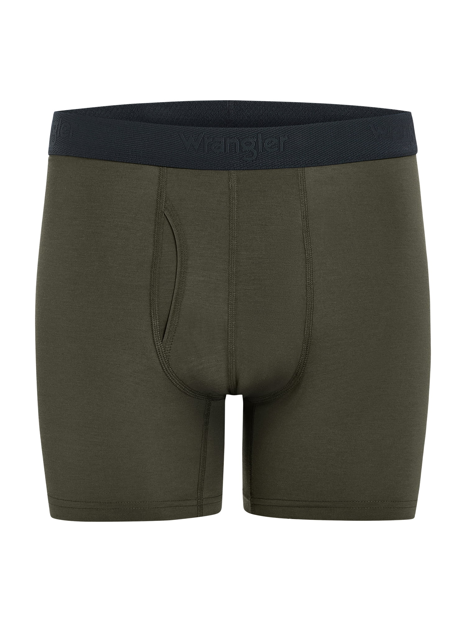 Wrangler Dry Flex 6" Wool Boxer Brief Men's Underwear, Medium, Black/Turbulence/Ivy Green, 3-Pack