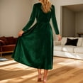 thumbnail image 4 of IWRICH Velvet Dress for Women 2025 Fall Christmas Holiday Dress 3/4 Sleeves Party Formal Dress Green XXXL, 4 of 9