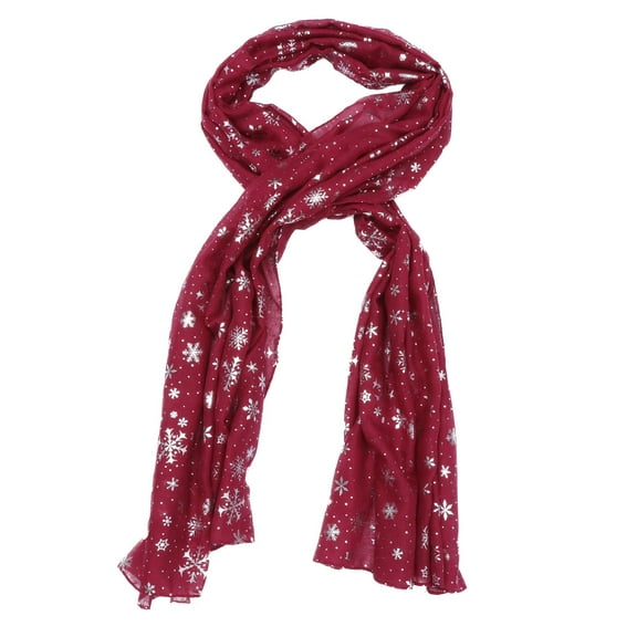 OUNONA 1Pc Premium Red Christmas Shawl with Snowflake Pattern for Elegant Decor