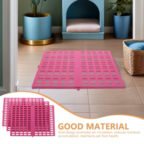 Raindrops Universal Fit Pink Plastic Pet Cage Mat Easy Clean Ventilated 3Pcs