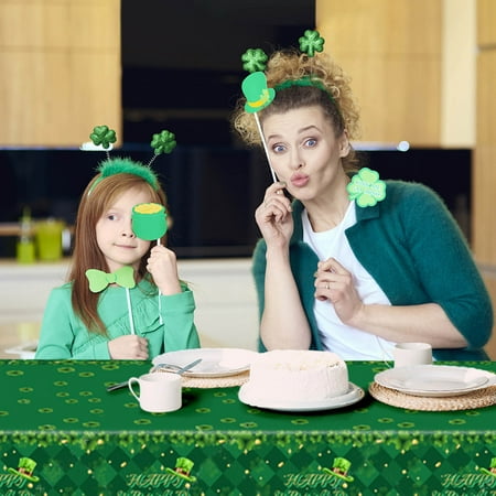 

2023 Home Textiles Clearance! PEZHADA St. Patrick s Day Green Check Party Tableware Disposable Table Cloth
